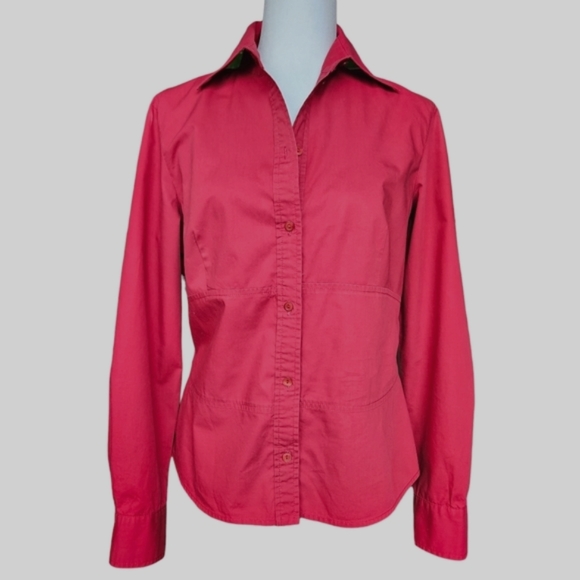 Mexx red fitted button down shirt blouse cotton long sleeve 12 - Picture 1 of 11